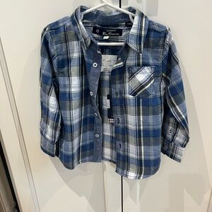 Ben Sherman new Kids Blue and White Plaid Shirt 24m